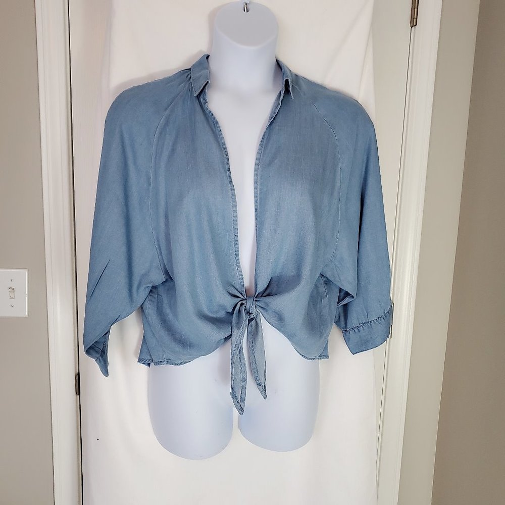 Plus Size Tie Front Shirt